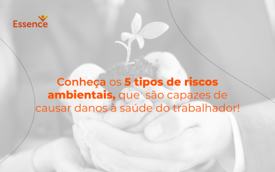 Conheça os 5 tipos de riscos ambientais, que  são capazes de causar danos à saúde do trabalhador! Leia a legenda e fique por dentro.